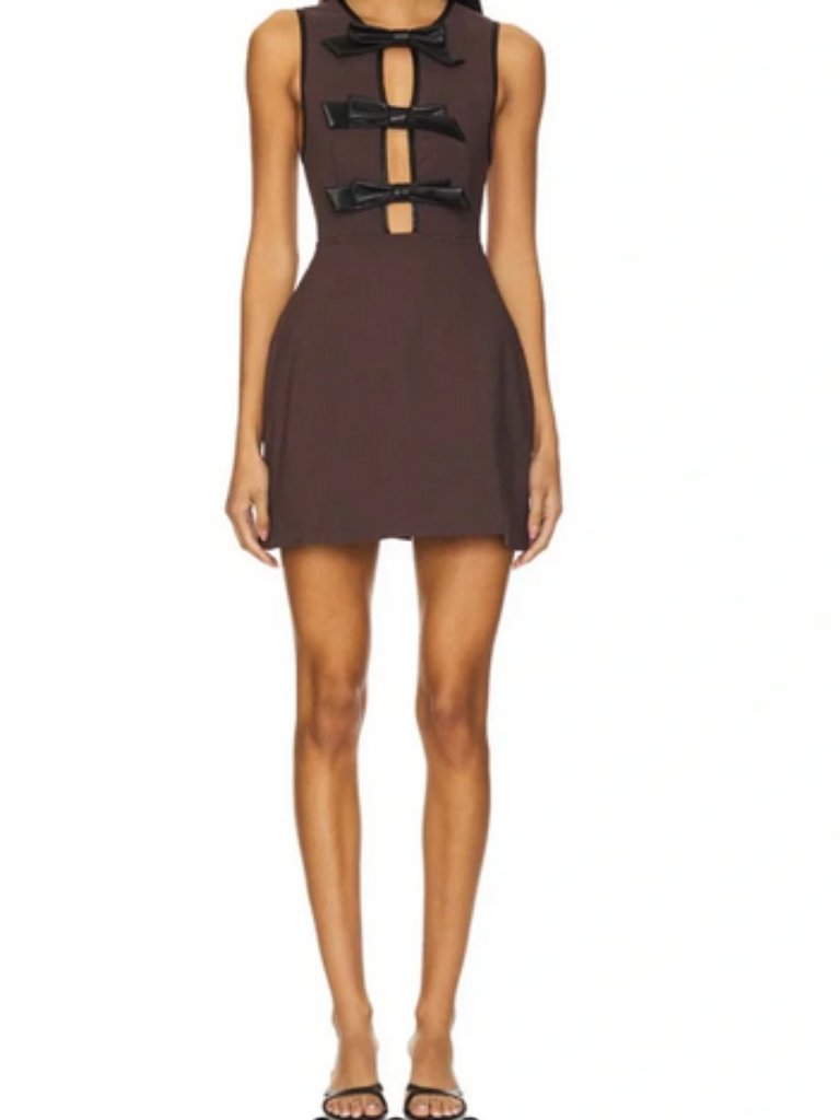 New! Weworewhat Piped Peplum Mini Dress In Brown & Black Size 0